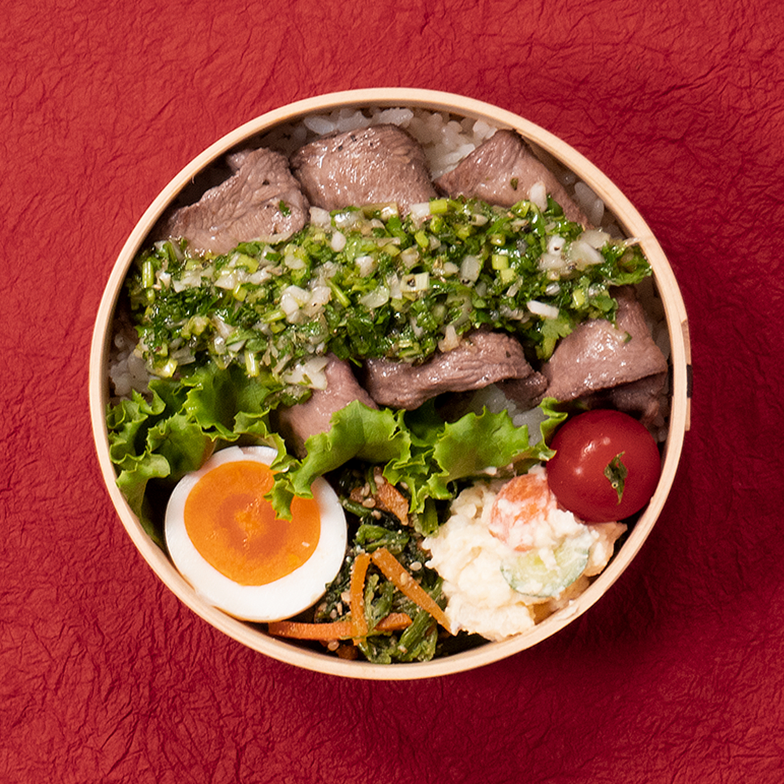 Grilled ox tongue with Chimichurri Bento